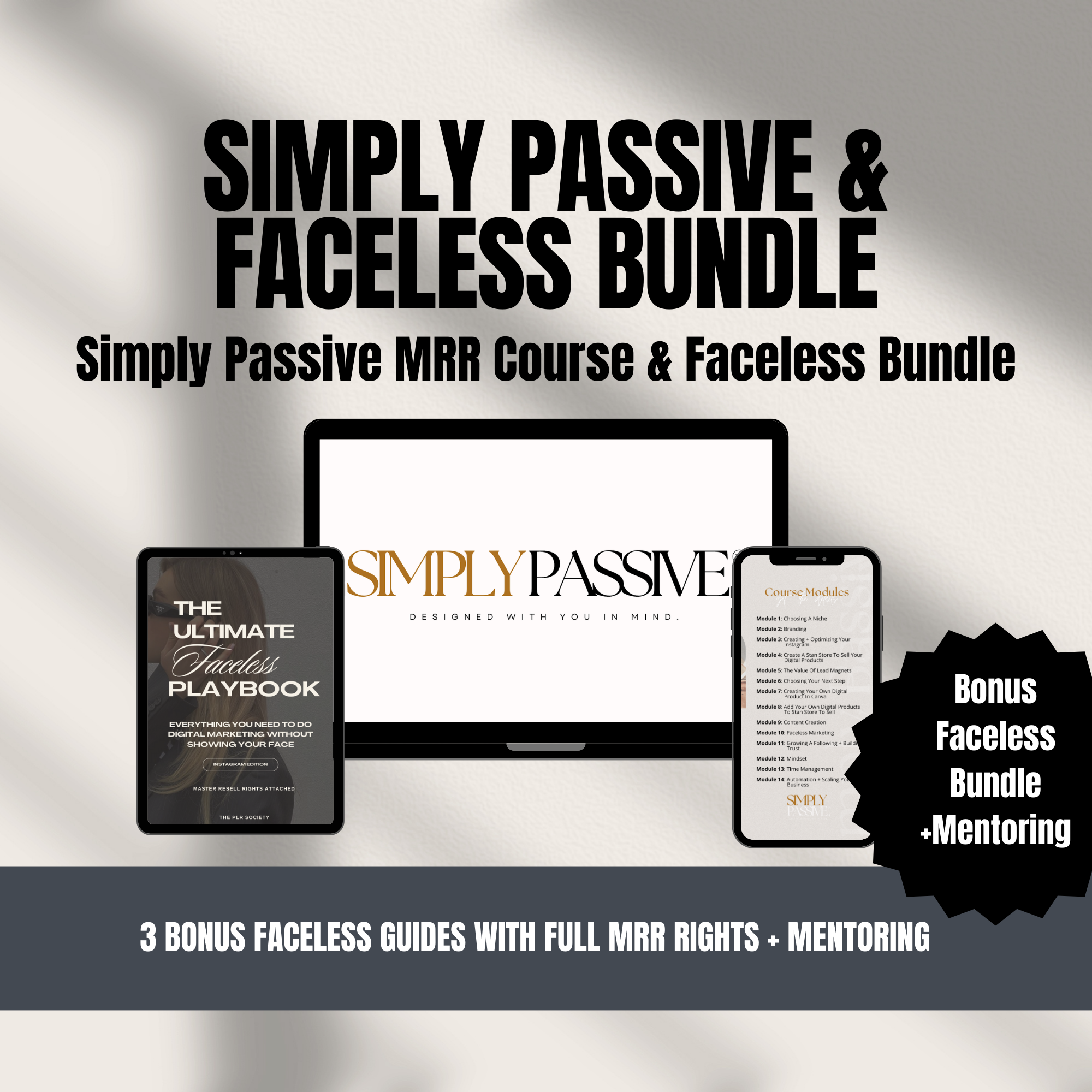 Simply Passive Digital Product Course With BONUS Faceless Marketing Bu –  ThePLRSociety